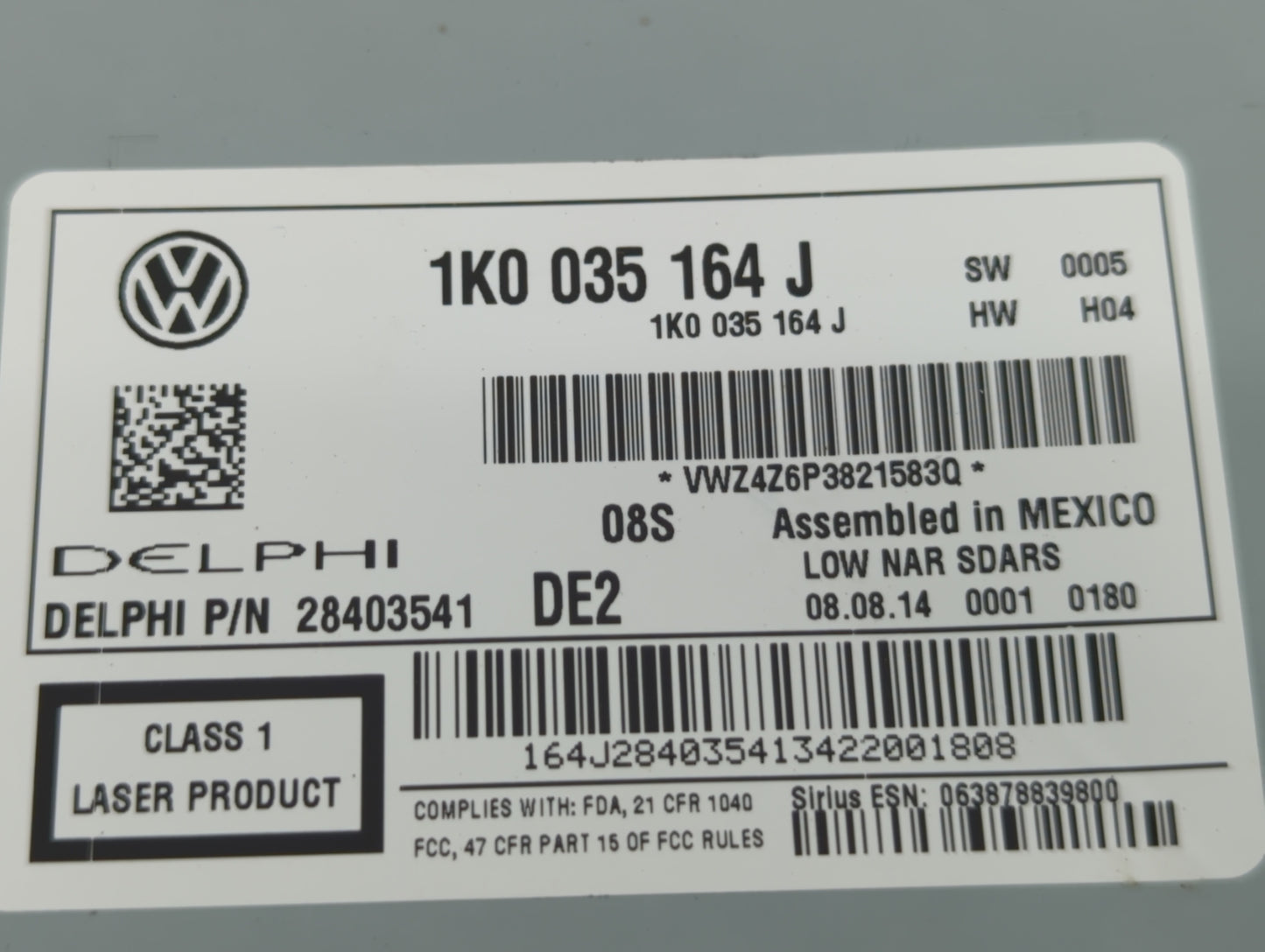 2015-2017 Volkswagen Jetta Am Fm Cd Player Radio Receiver - Oemusedautoparts1.com