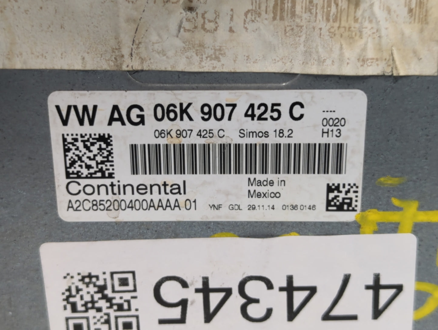 2015-2017 Volkswagen Jetta PCM Engine Control Computer ECU ECM PCU OEM P/N:09G 927 158 BC 06K 907 425 C Fits Fits 2015 2016 