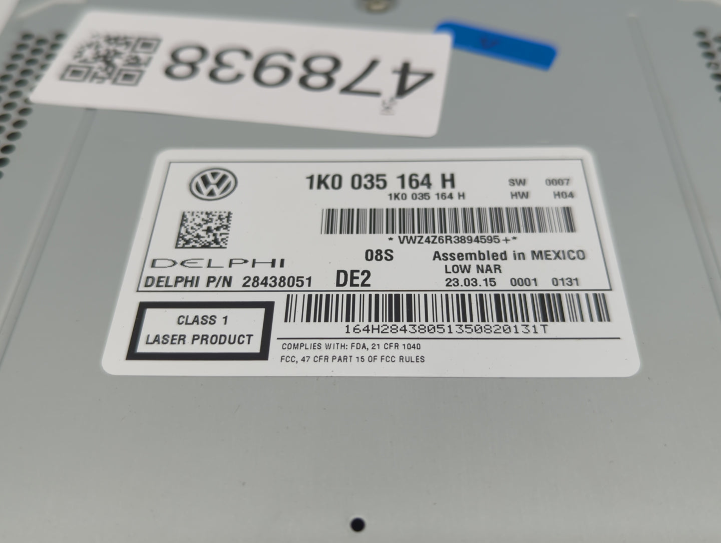 2015-2017 Volkswagen Jetta Radio AM FM Cd Player Receiver Replacement P/N:1K0035164H 1K0035164D Fits Fits 2015 2016 2017 OEM