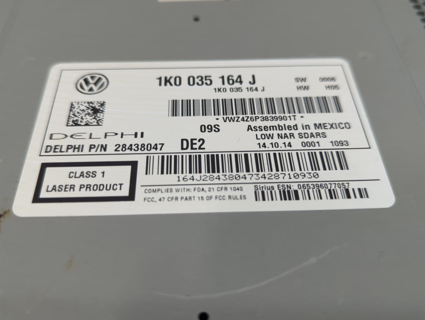 2015-2017 Volkswagen Jetta Radio AM FM Cd Player Receiver Replacement P/N:1K0 035 164 J 1K0 035 164 H Fits OEM Used Auto Par