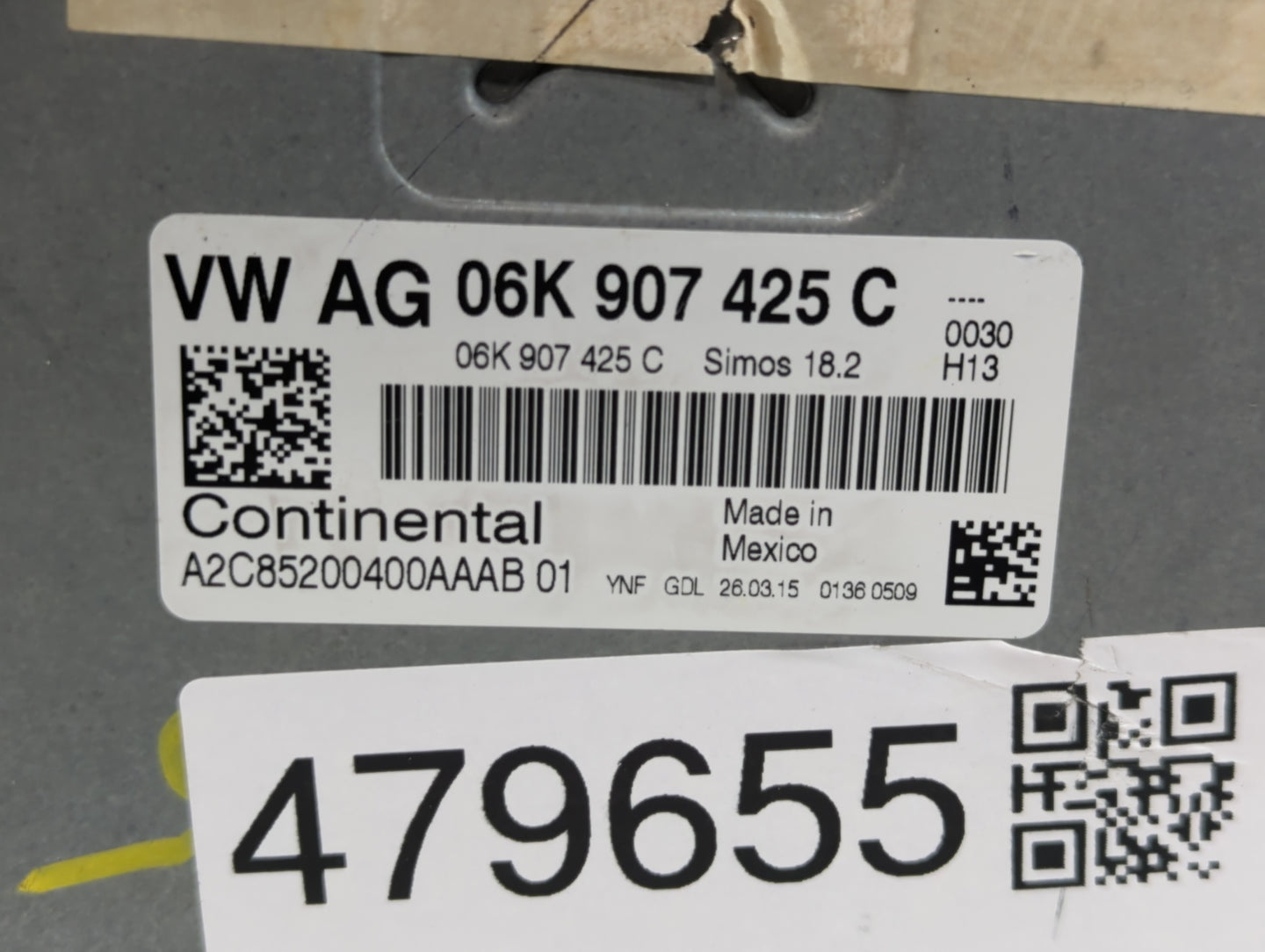 2015-2017 Volkswagen Jetta PCM Engine Control Computer ECU ECM PCU OEM P/N:09G 927 158 BC 06K 907 425 C Fits Fits 2015 2016 