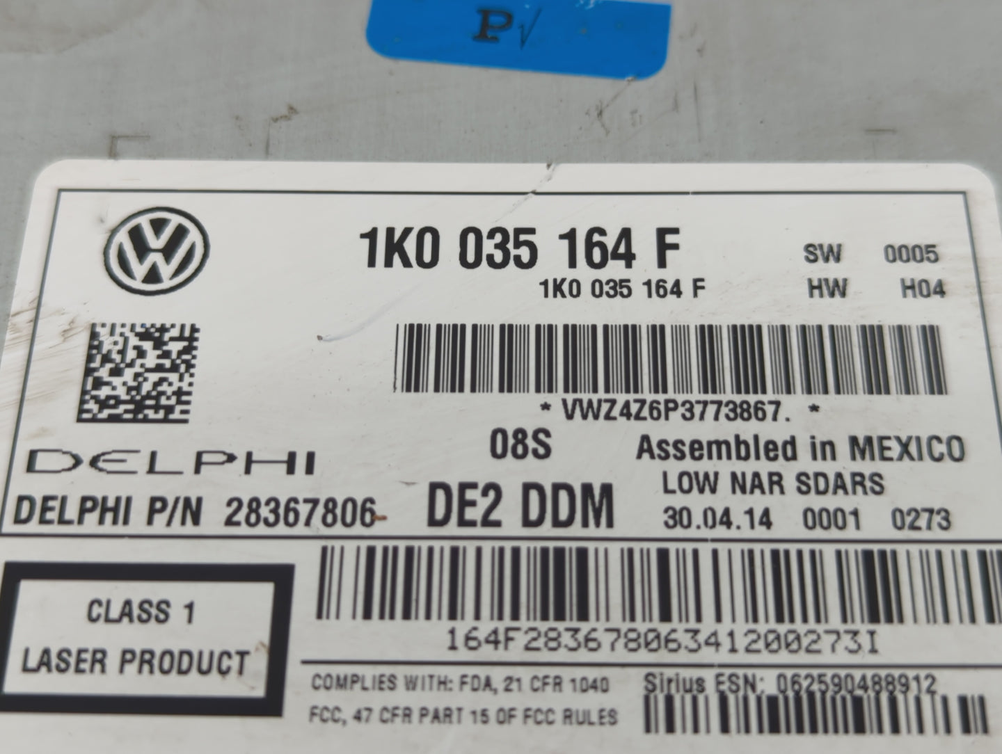 2011-2014 Volkswagen Jetta Radio AM FM Cd Player Receiver Replacement P/N:1K0 035 180 AE 1K0 035 164 F Fits OEM Used Auto Pa