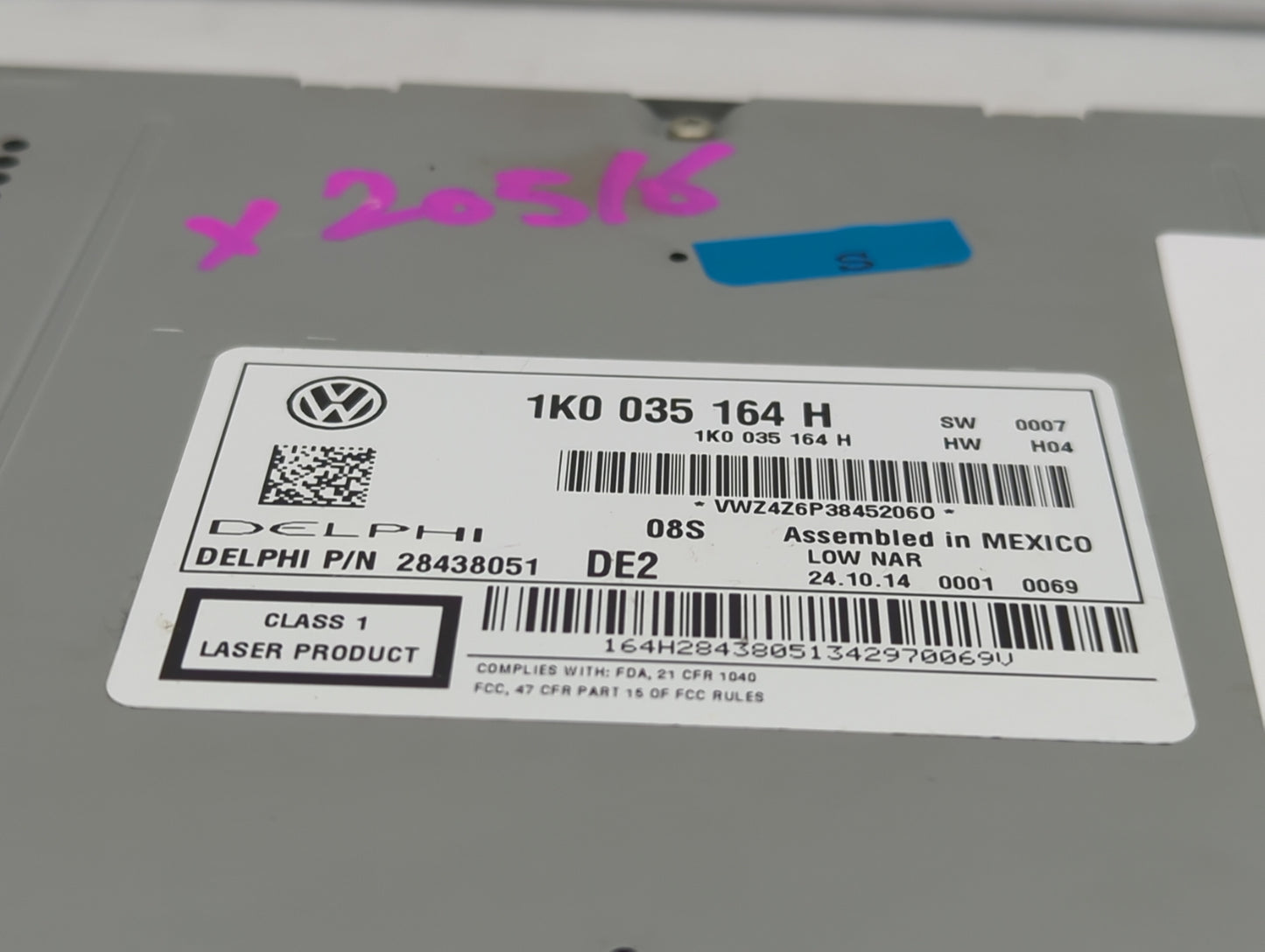 2015-2017 Volkswagen Jetta Radio AM FM Cd Player Receiver Replacement P/N:1K0 035 164 H 1K0 035 164 J Fits OEM Used Auto Par