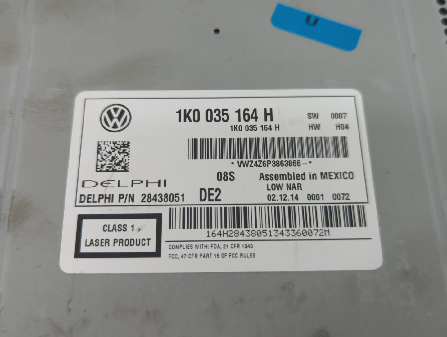 2015-2017 Volkswagen Jetta Radio AM FM Cd Player Receiver Replacement P/N:1K0 035 164 H Fits Fits 2014 2015 2016 2017 OEM Us