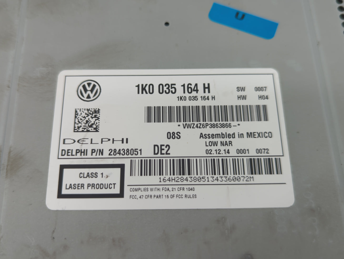 2015-2017 Volkswagen Jetta Radio AM FM Cd Player Receiver Replacement P/N:1K0 035 164 H Fits Fits 2014 2015 2016 2017 OEM Us