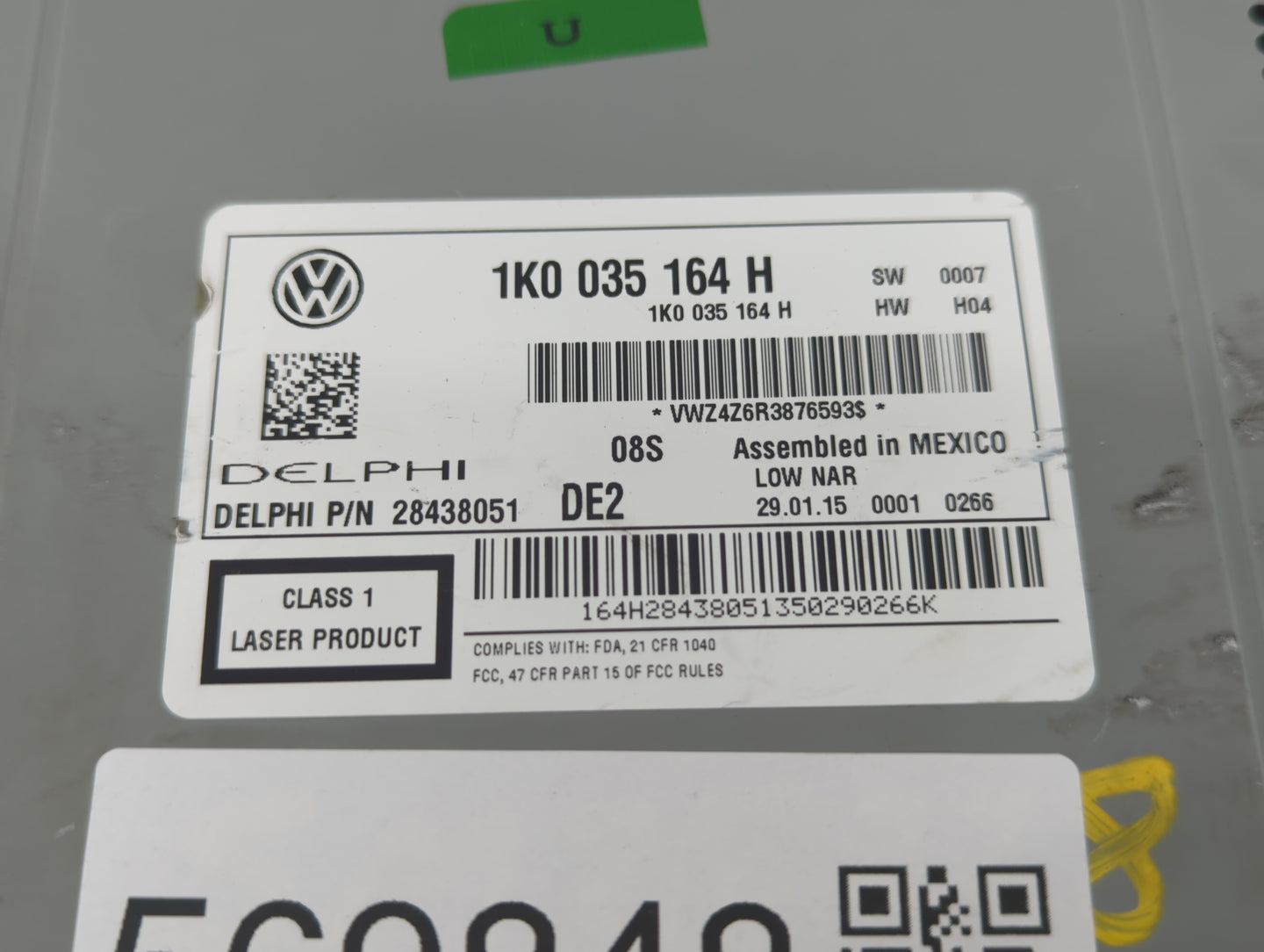 2015-2017 Volkswagen Jetta Radio AM FM Cd Player Receiver Replacement P/N:1K0 035 164 H Fits Fits 2014 2015 2016 2017 OEM Us