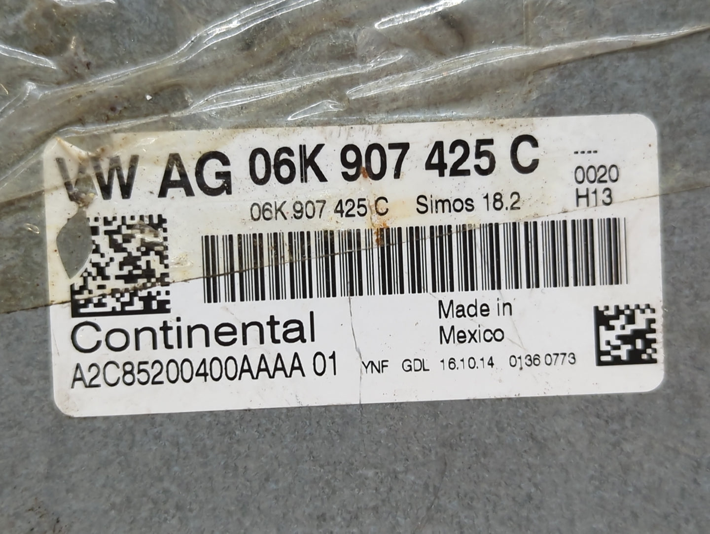 2015-2017 Volkswagen Jetta PCM Engine Control Computer ECU ECM PCU OEM P/N:06K 907 425 C Fits Fits 2015 2016 2017 OEM Used A