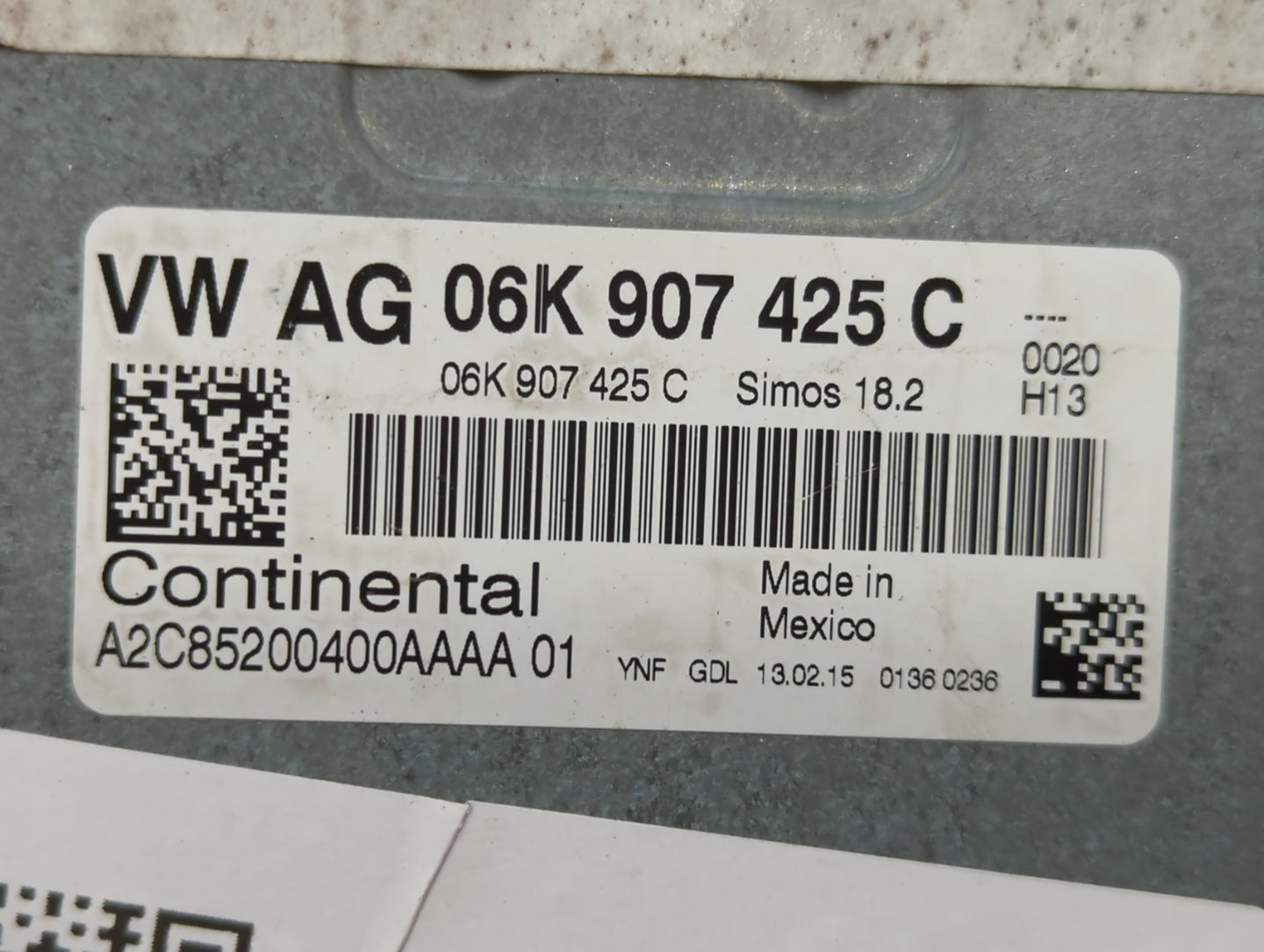 2015-2017 Volkswagen Jetta PCM Engine Control Computer ECU ECM PCU OEM P/N:06K 907 425 C Fits Fits 2015 2016 2017 OEM Used A