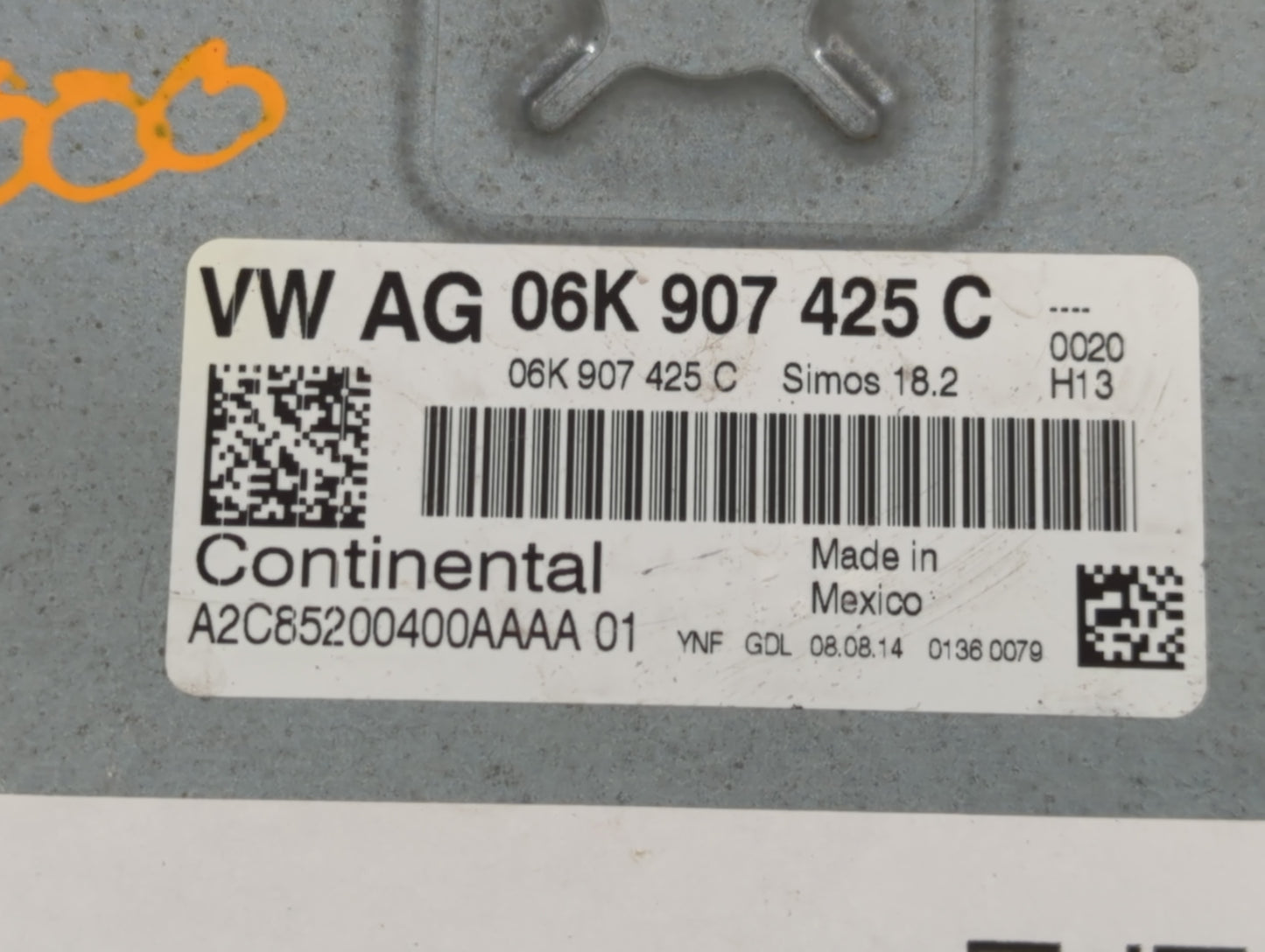 2015-2017 Volkswagen Jetta PCM Engine Control Computer ECU ECM PCU OEM P/N:06K 907 425 C Fits Fits 2015 2016 2017 OEM Used A