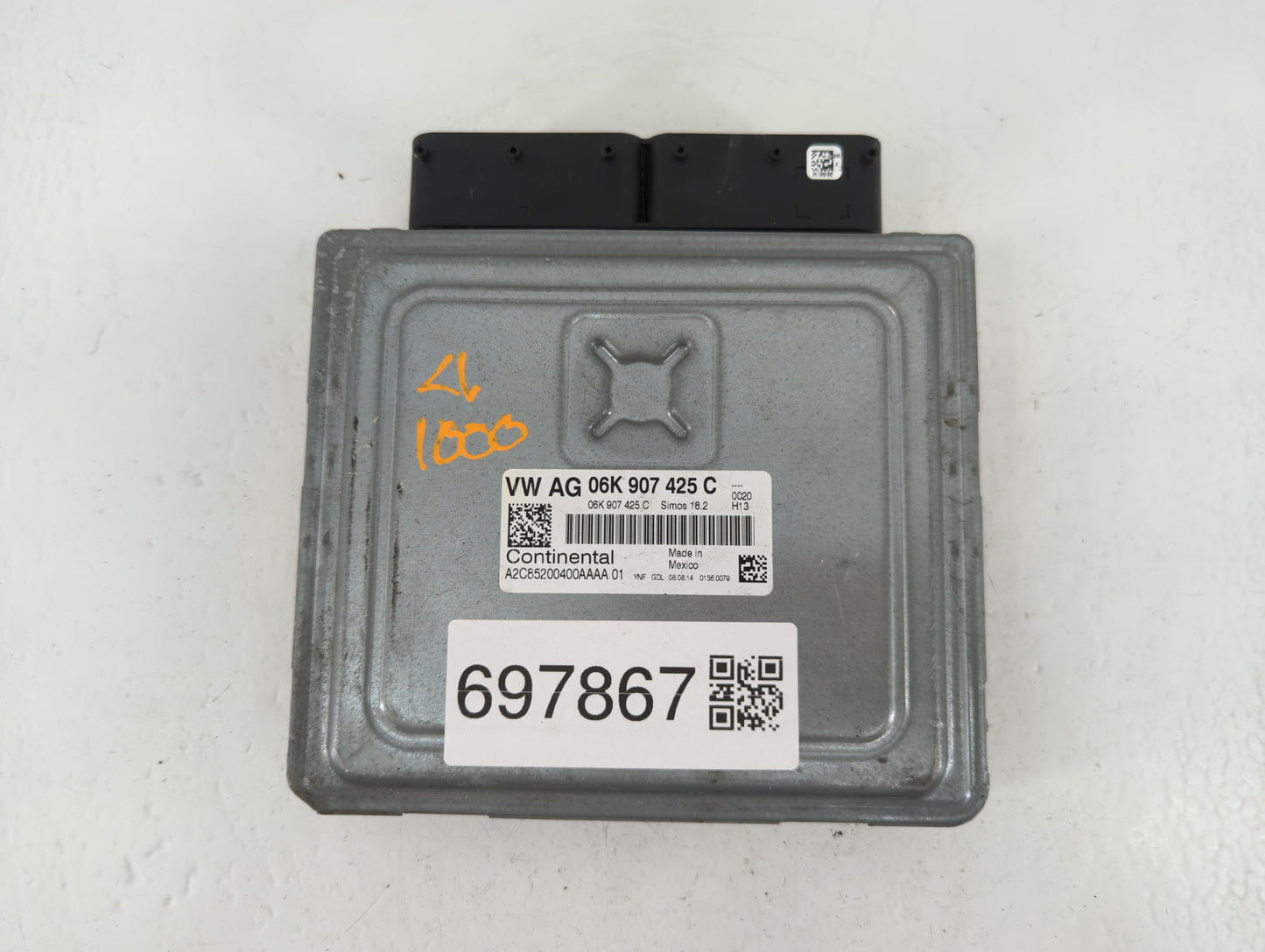 2015-2017 Volkswagen Jetta PCM Engine Control Computer ECU ECM PCU OEM P/N:06K 907 425 C Fits Fits 2015 2016 2017 OEM Used A