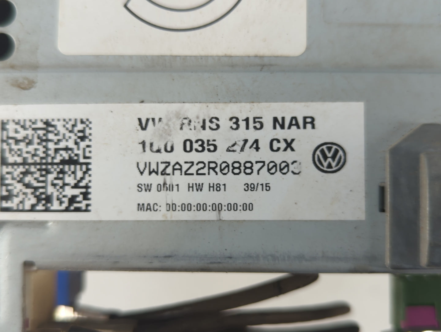 2015-2016 Volkswagen Jetta Radio AM FM Cd Player Receiver Replacement P/N:1Q0 035 274 CX Fits Fits 2015 2016 OEM Used Auto P