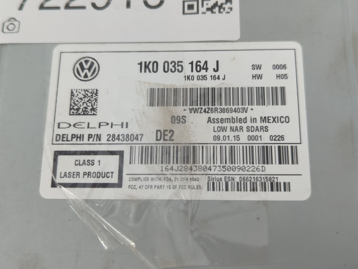 2015-2017 Volkswagen Jetta Radio AM FM Cd Player Receiver Replacement P/N:1K0 035 164 J Fits Fits 2014 2015 2016 2017 OEM Us