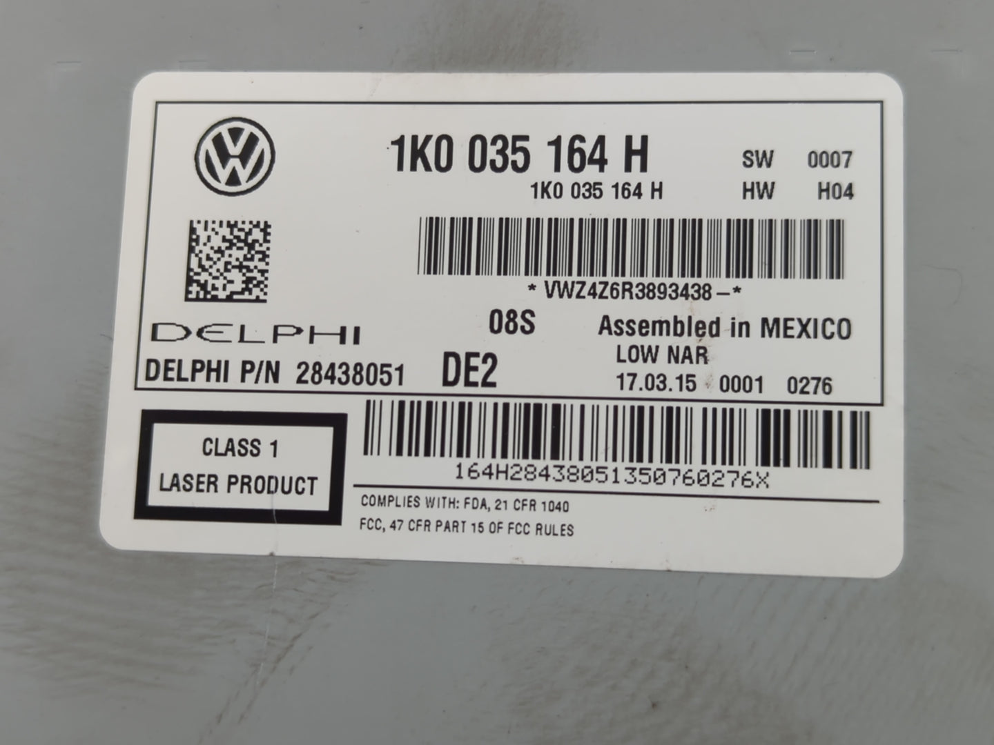 2012-2017 Volkswagen Jetta Radio AM FM Cd Player Receiver Replacement P/N:1K0 035 164 H Fits Fits 2012 2013 2014 2015 2016 2