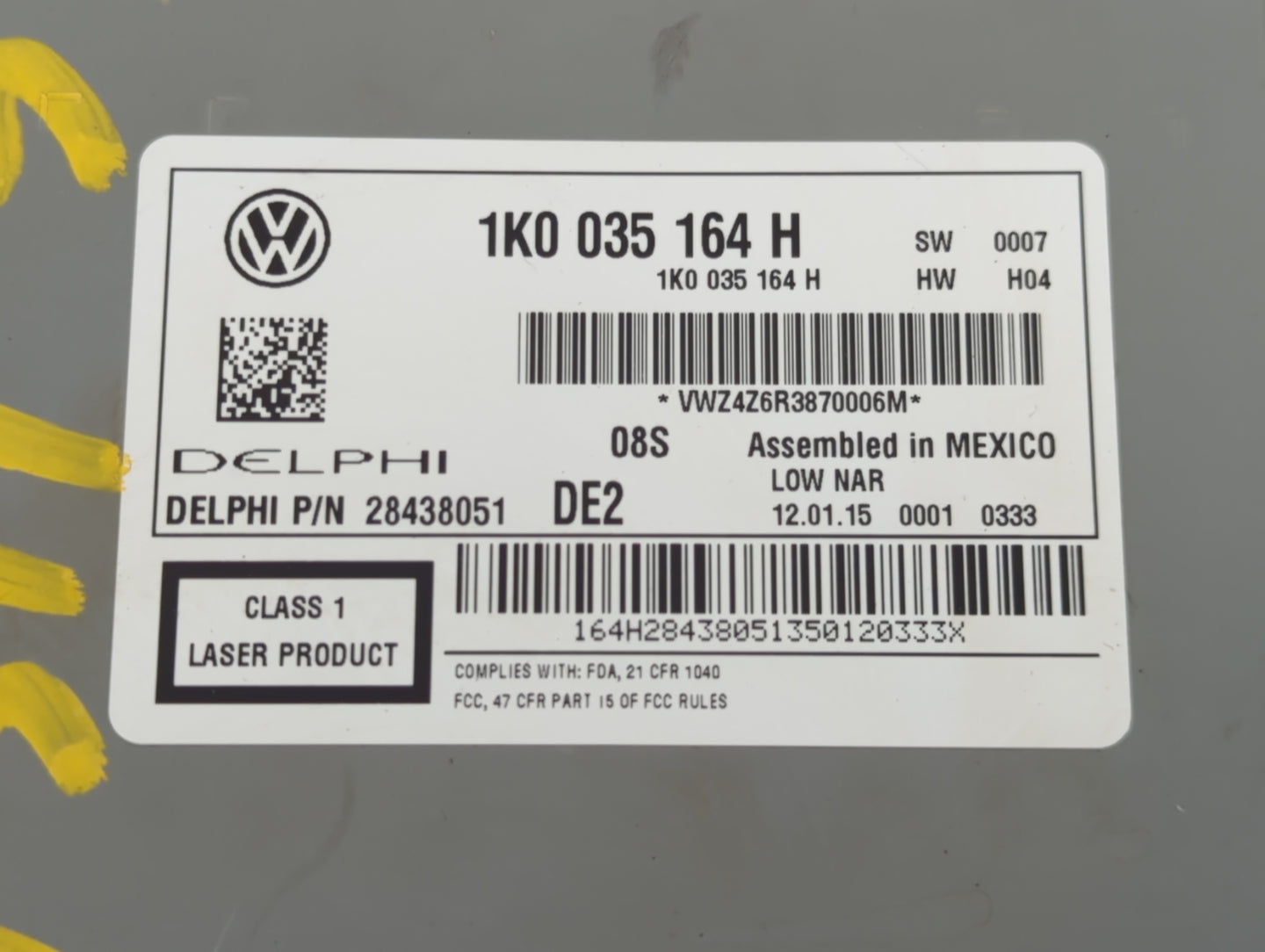 2015-2017 Volkswagen Jetta Radio AM FM Cd Player Receiver Replacement P/N:1K0 035 164 H Fits Fits 2014 2015 2016 2017 OEM Us