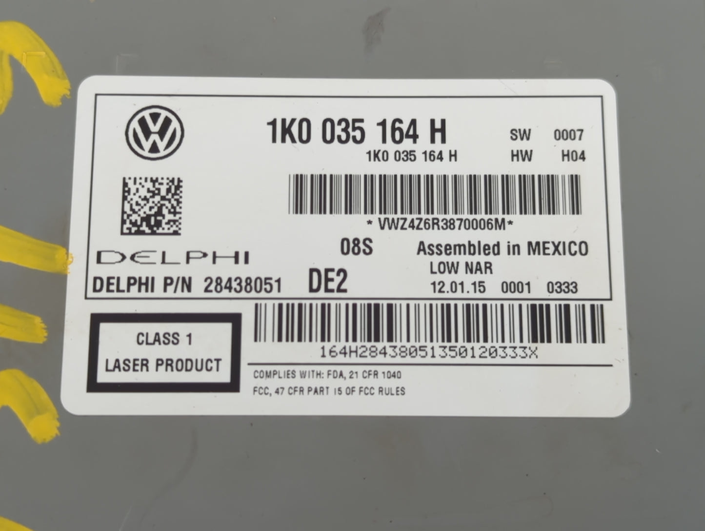 2015-2017 Volkswagen Jetta Radio AM FM Cd Player Receiver Replacement P/N:1K0 035 164 H Fits Fits 2014 2015 2016 2017 OEM Us
