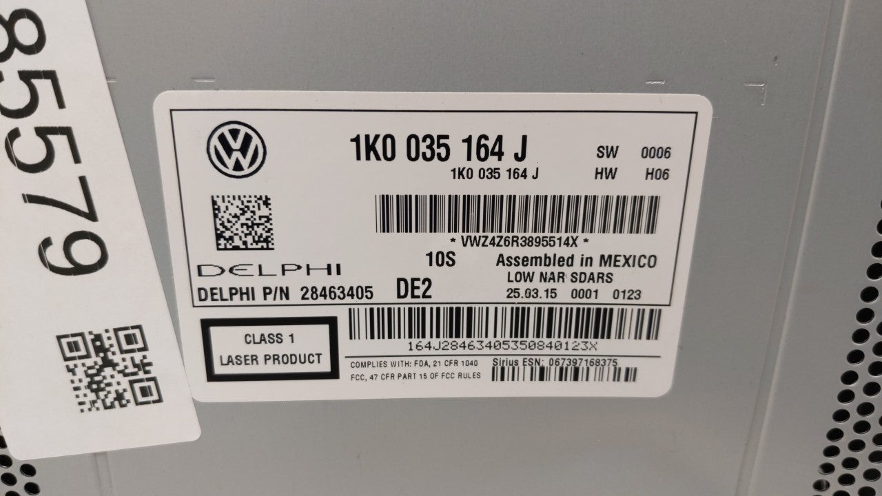 2015-2017 Volkswagen Jetta Radio AM FM Cd Player Receiver Replacement P/N:1K0 035 164 J Fits Fits 2015 2016 2017 OEM Used Au
