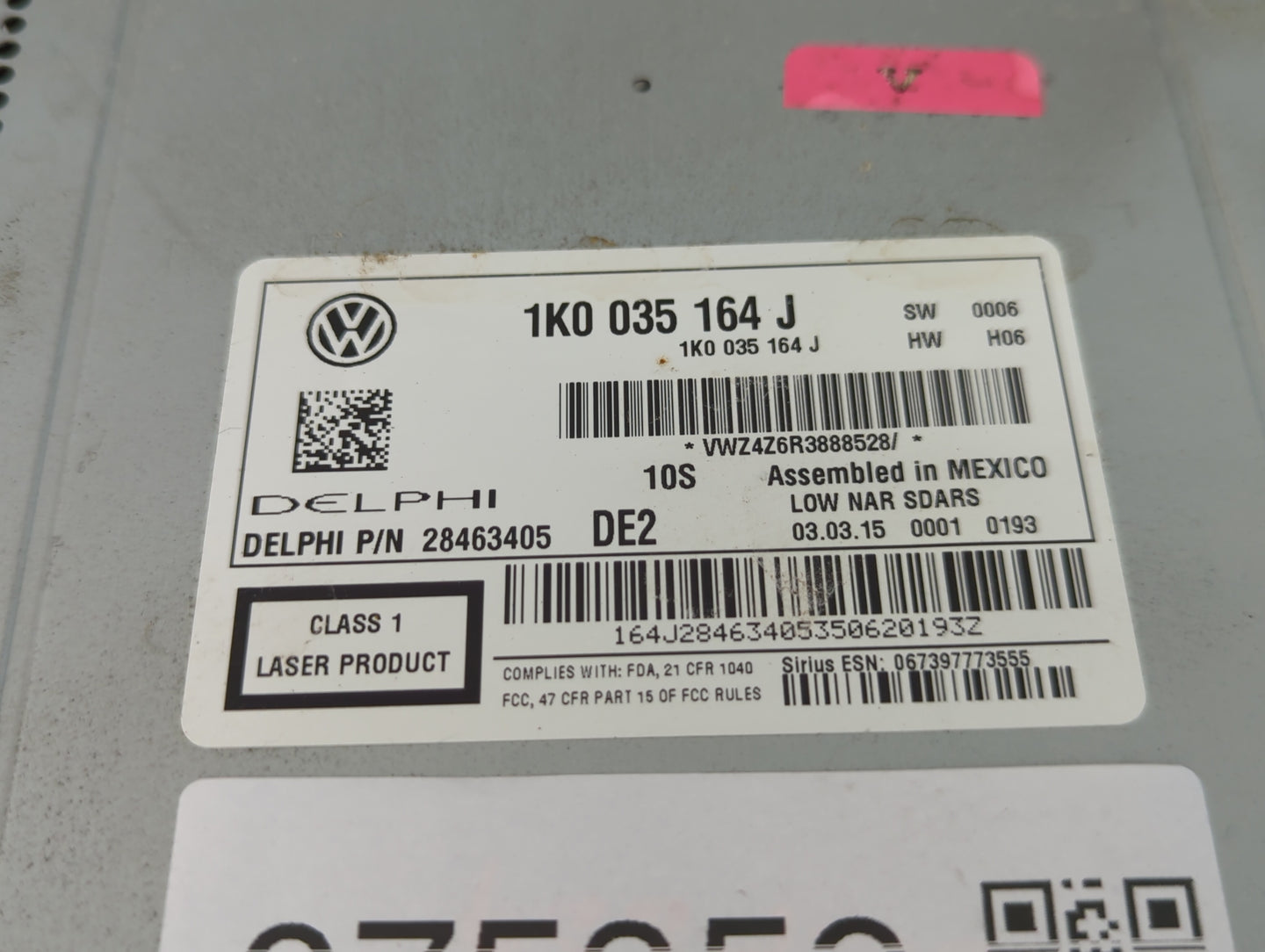 2012-2017 Volkswagen Jetta Radio AM FM Cd Player Receiver Replacement P/N:1K0 035 164 J Fits Fits 2012 2013 2014 2015 2016 2