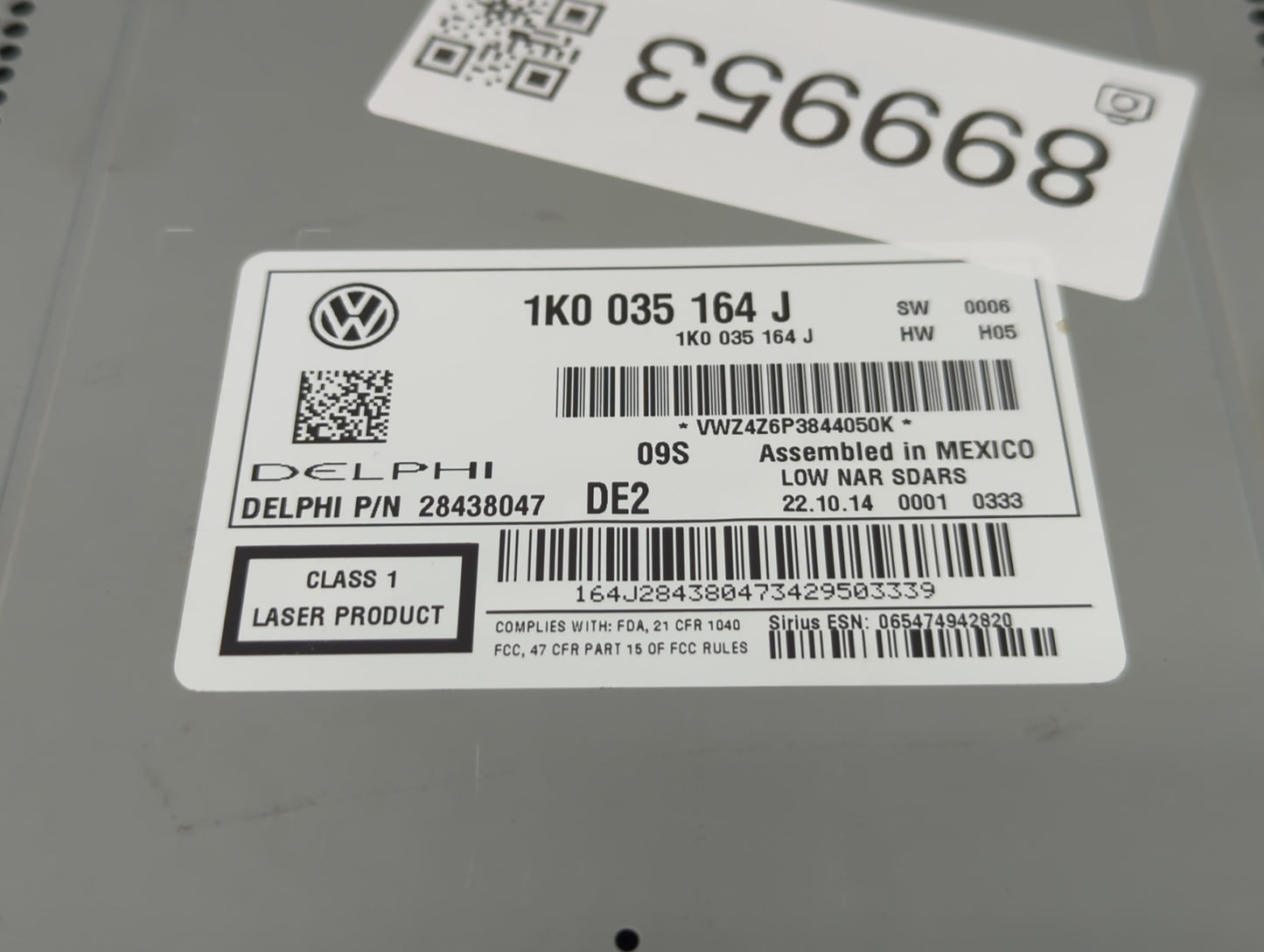 2015-2017 Volkswagen Jetta Radio AM FM Cd Player Receiver Replacement P/N:1K0 035 164 J Fits Fits 2015 2016 2017 OEM Used Au