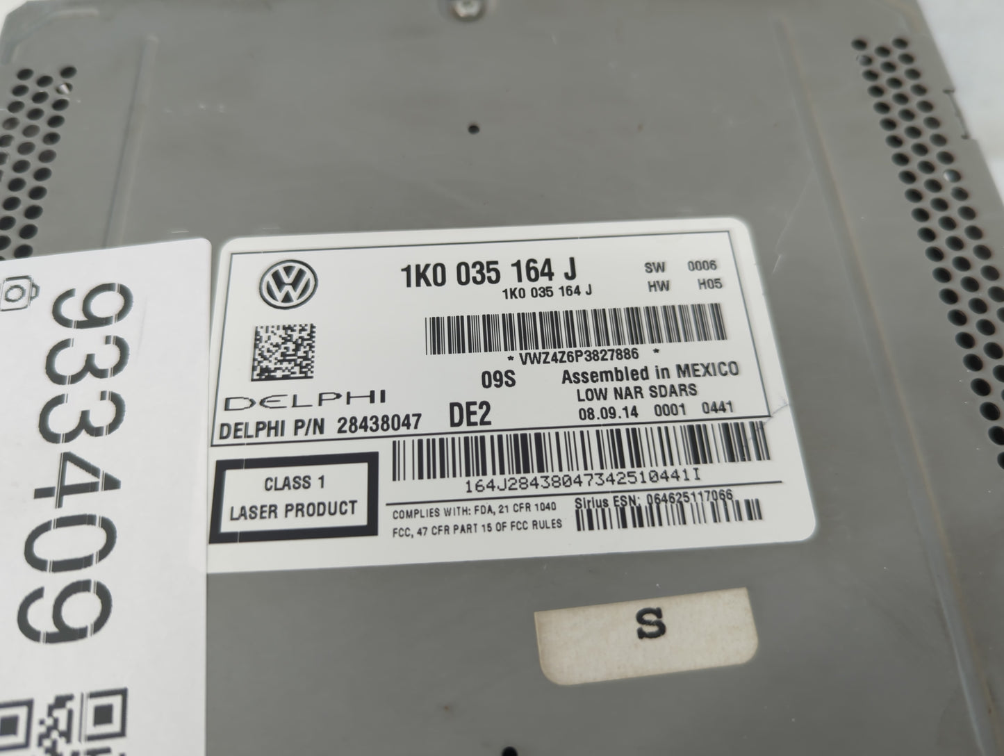 2012-2017 Volkswagen Jetta Radio AM FM Cd Player Receiver Replacement P/N:1K0 035 164 J Fits Fits 2012 2013 2014 2015 2016 2
