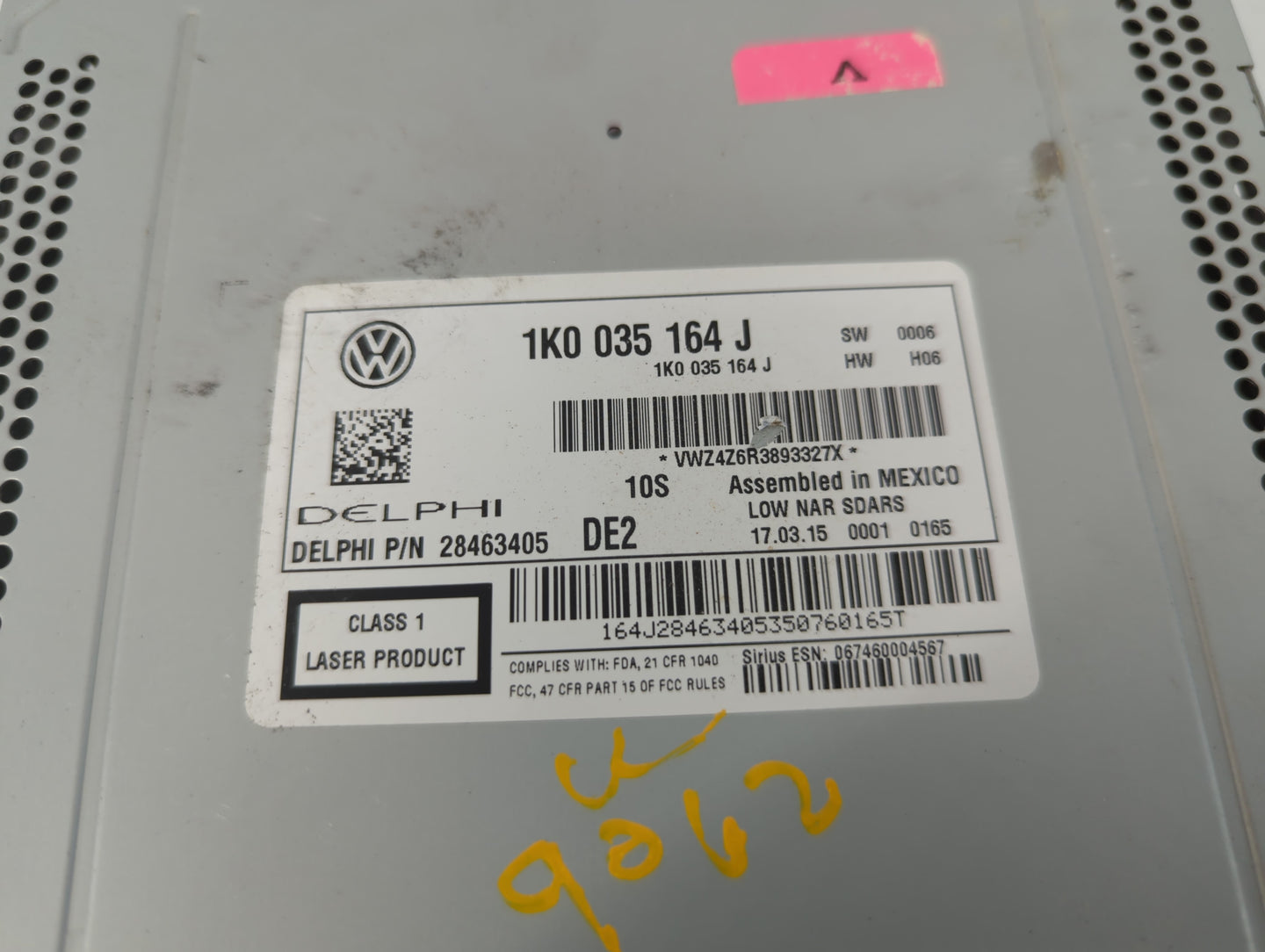2012-2017 Volkswagen Jetta Radio AM FM Cd Player Receiver Replacement P/N:1K0 035 164 J Fits Fits 2012 2013 2014 2015 2016 2