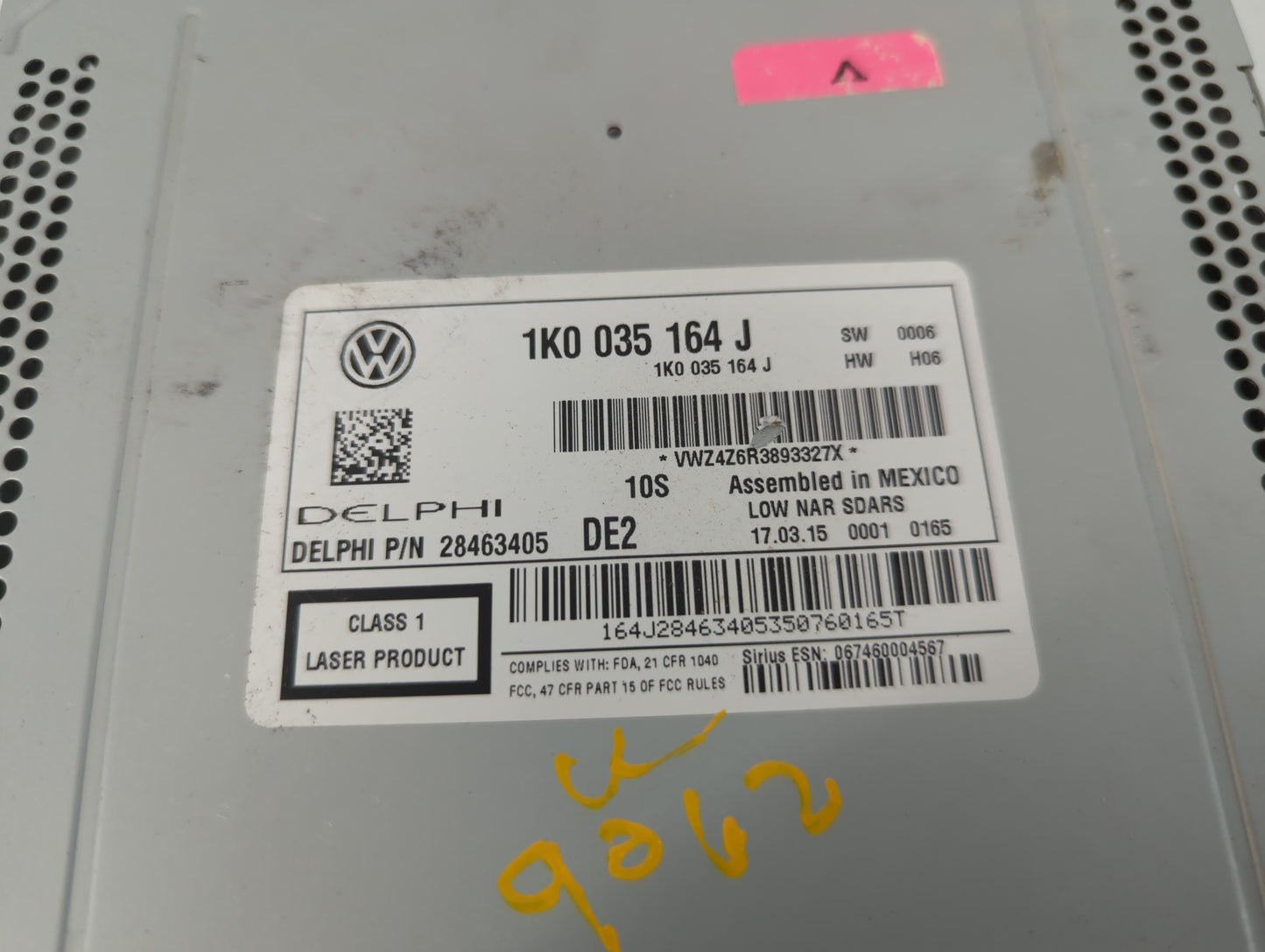 2012-2017 Volkswagen Jetta Radio AM FM Cd Player Receiver Replacement P/N:1K0 035 164 J Fits Fits 2012 2013 2014 2015 2016 2