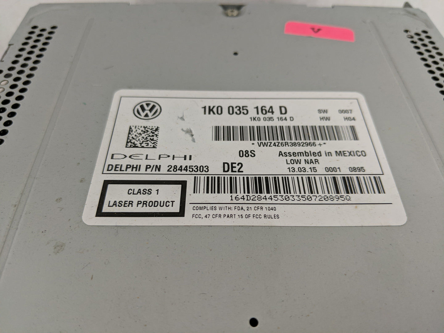 2012-2015 Volkswagen Passat Radio AM FM Cd Player Receiver Replacement P/N:1K0 035 164 D Fits Fits 2011 2012 2013 2014 2015 