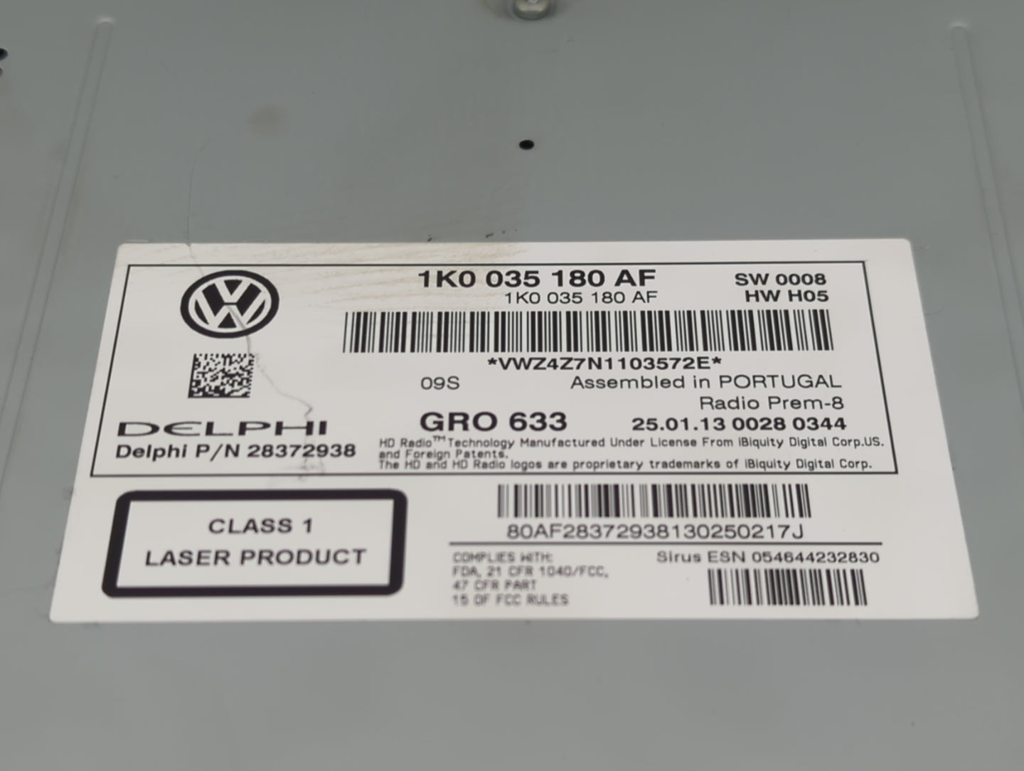 2013-2015 Volkswagen Passat Radio AM FM Cd Player Receiver Replacement P/N:1K0 035 180 AF Fits Fits 2012 2013 2014 2015 2016