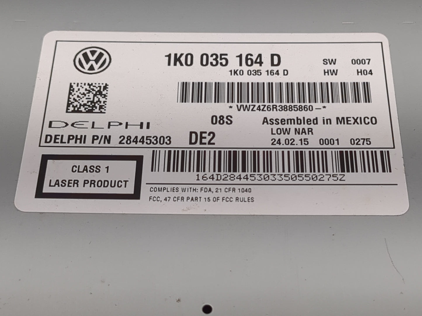 2012-2015 Volkswagen Passat Radio AM FM Cd Player Receiver Replacement P/N:1K0035164D Fits Fits 2011 2012 2013 2014 2015 201