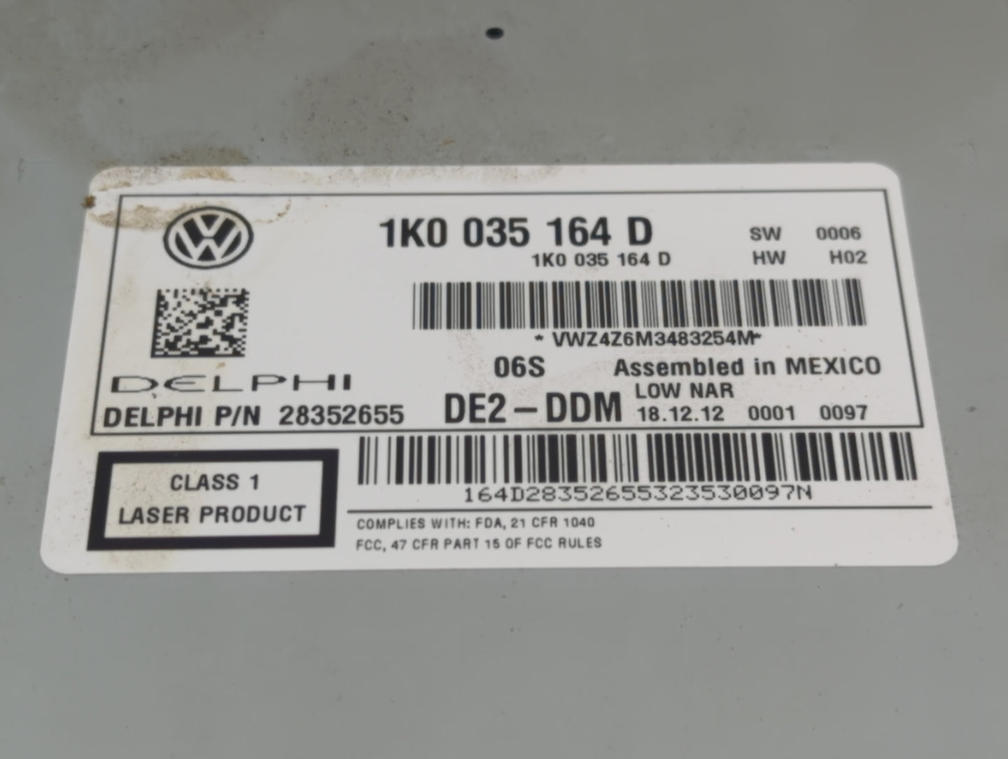 2012-2015 Volkswagen Passat Radio AM FM Cd Player Receiver Replacement P/N:1K0035164D Fits Fits 2011 2012 2013 2014 2015 201