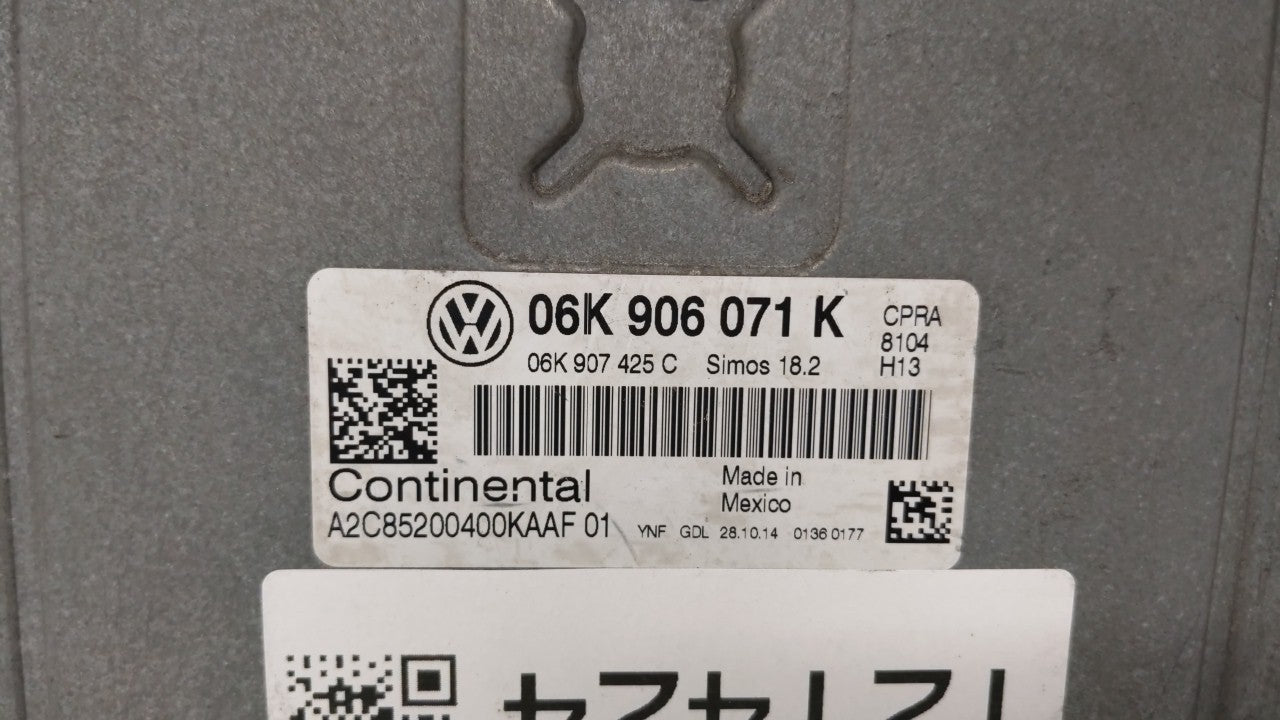 2015 Volkswagen Passat PCM Engine Control Computer ECU ECM PCU OEM P/N:06K 906 071 K Fits OEM Used Auto Parts - Oemusedautop
