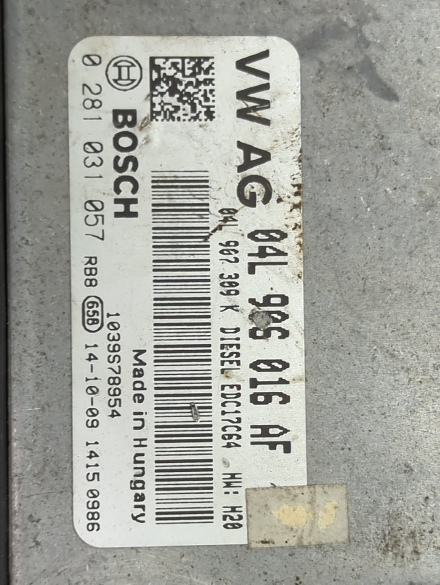 2015 Volkswagen Passat PCM Engine Control Computer ECU ECM PCU OEM P/N:04L906016AF 0281031057, 1039578954, 04L907309K Fits O
