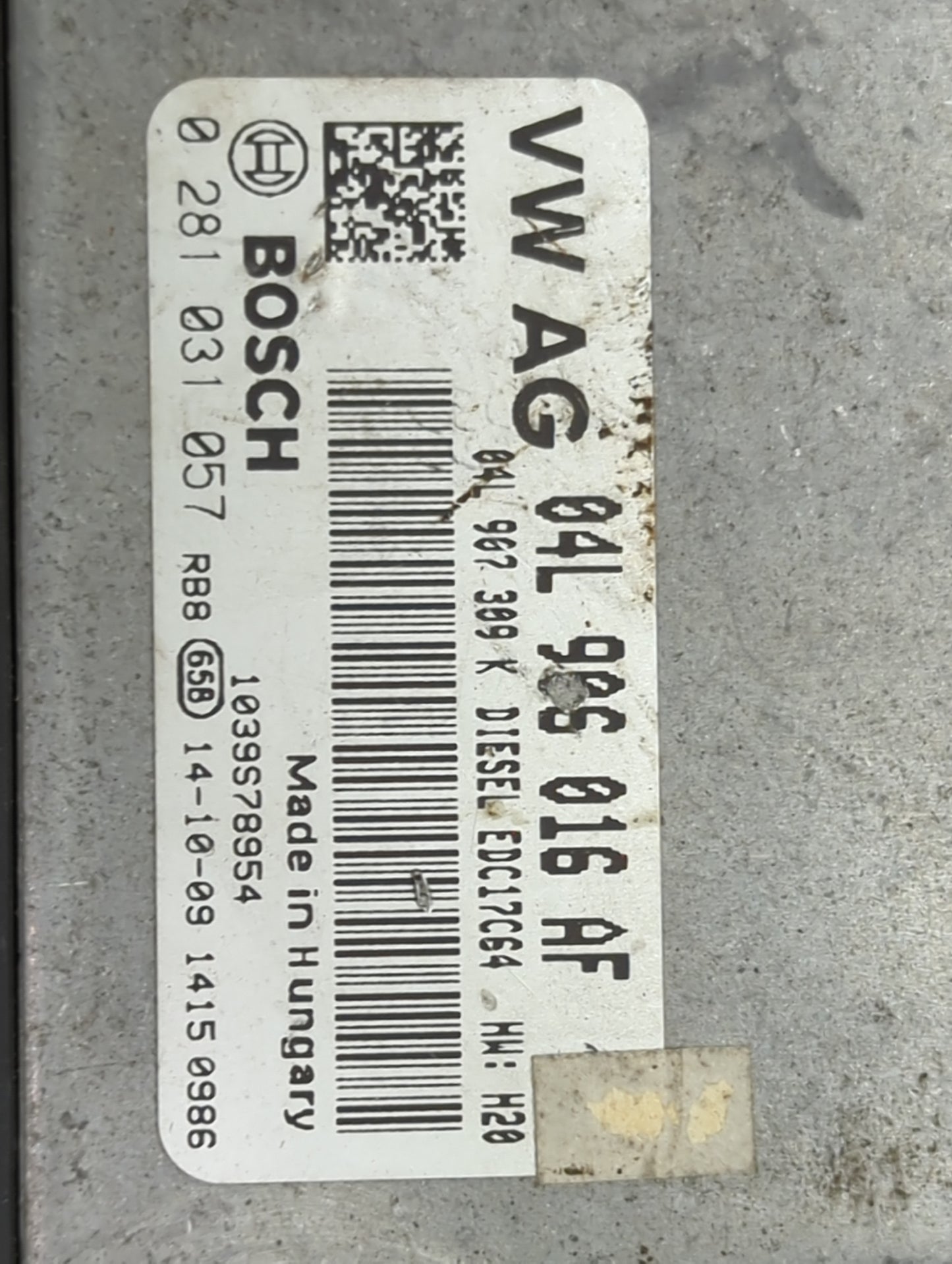 2015 Volkswagen Passat PCM Engine Control Computer ECU ECM PCU OEM P/N:04L906016AF 0281031057, 1039578954, 04L907309K Fits O