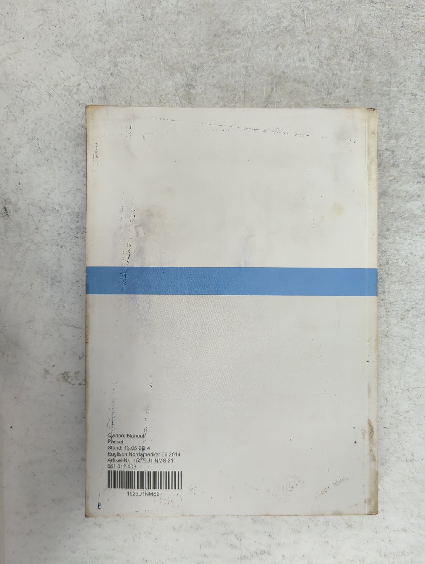 2015 Volkswagen Passat Owners Manual Book Guide P/N:561012003 1525U1NMS21 OEM Used Auto Parts - Oemusedautoparts1.com