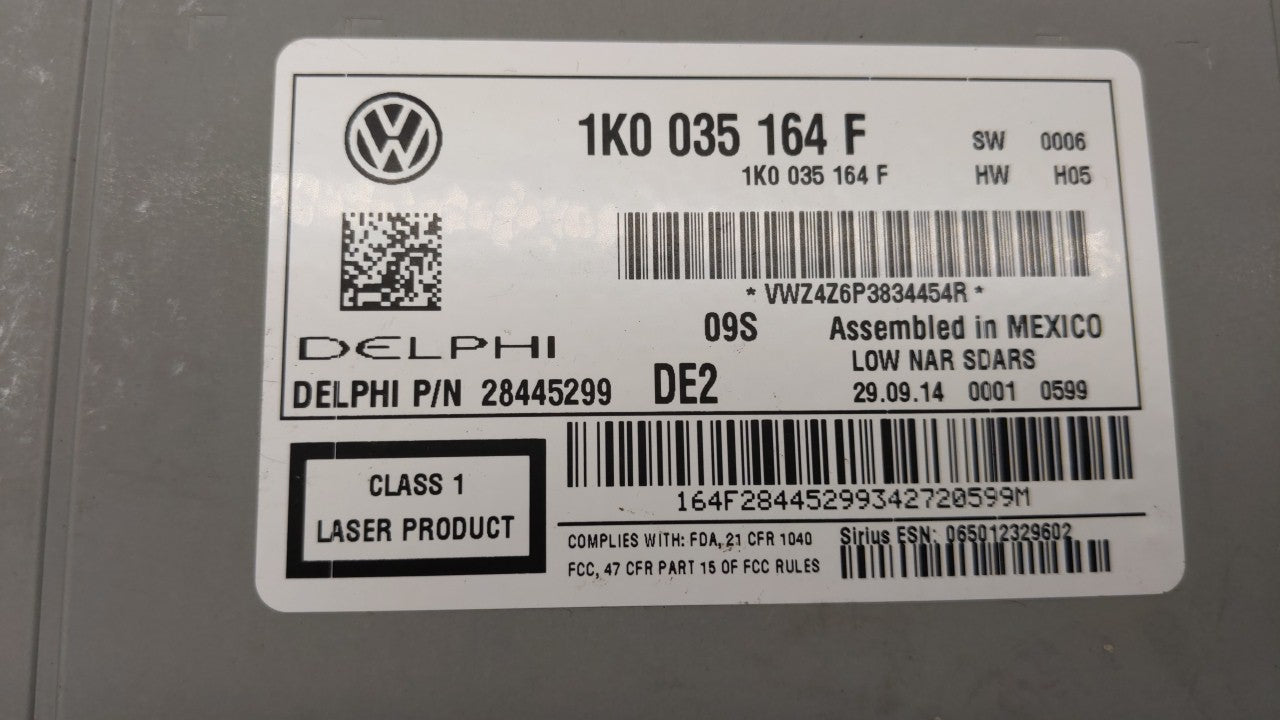 2013-2015 Volkswagen Passat Radio AM FM Cd Player Receiver Replacement P/N:1K0 035 164 G 1K0 035 164 F Fits Fits 2013 2014 2