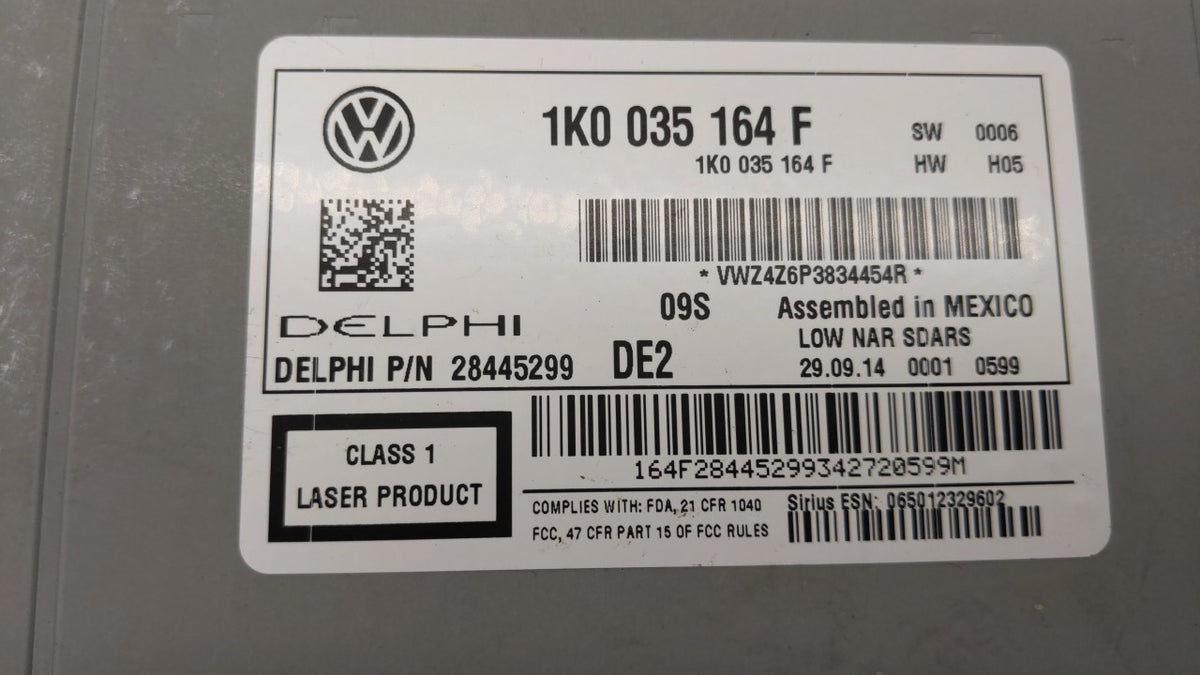 2013-2015 Volkswagen Passat Radio AM FM Cd Player Receiver Replacement P/N:1K0 035 164 G 1K0 035 164 F Fits 2013 2014 2015 O