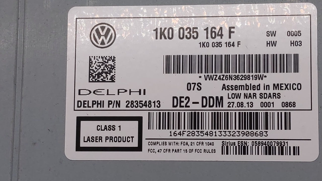 2013-2015 Volkswagen Passat Radio AM FM Cd Player Receiver Replacement P/N:1K0035164F 1K0 035 164 F Fits Fits 2013 2014 2015