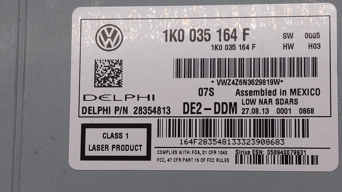2013-2015 Volkswagen Passat Radio AM FM Cd Player Receiver Replacement P/N:1K0035164F 1K0 035 164 F Fits 2013 2014 2015 OEM 