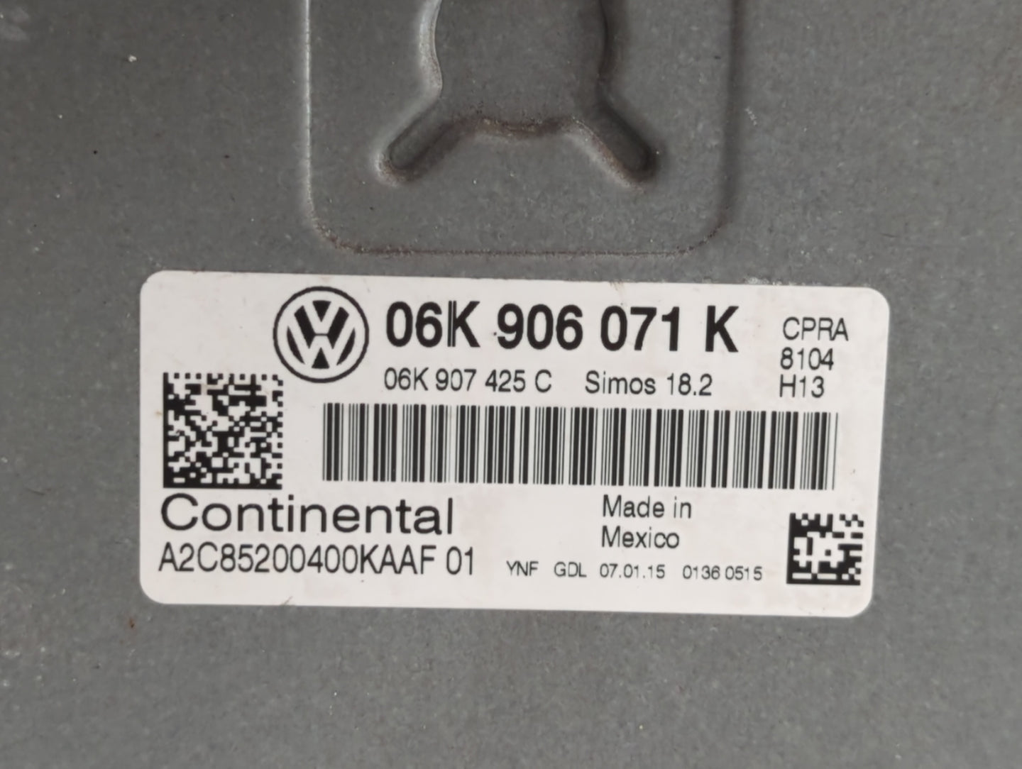 2015 Volkswagen Passat PCM Engine Control Computer ECU ECM PCU OEM P/N:06K 906 071 K Fits OEM Used Auto Parts - Oemusedautop