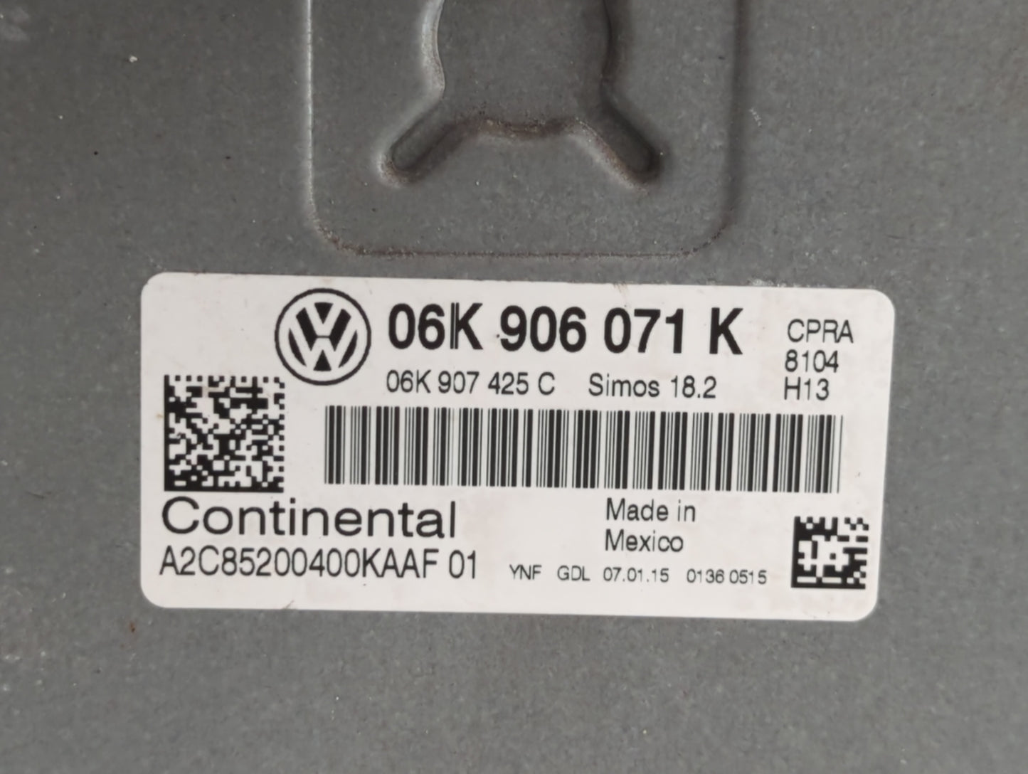 2015 Volkswagen Passat PCM Engine Control Computer ECU ECM PCU OEM P/N:06K 906 071 K Fits OEM Used Auto Parts - Oemusedautop