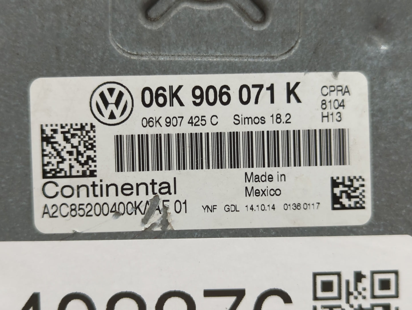 2015 Volkswagen Passat PCM Engine Control Computer ECU ECM PCU OEM P/N:06K 906 071 K Fits OEM Used Auto Parts - Oemusedautop