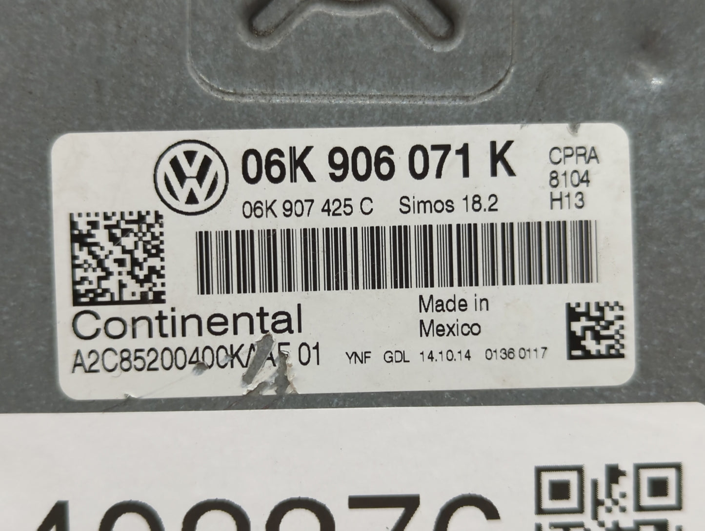 2015 Volkswagen Passat PCM Engine Control Computer ECU ECM PCU OEM P/N:06K 906 071 K Fits OEM Used Auto Parts - Oemusedautop