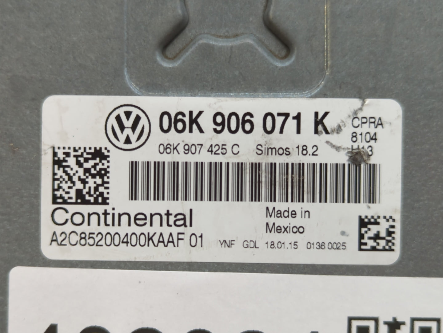 2015 Volkswagen Passat PCM Engine Control Computer ECU ECM PCU OEM P/N:06K 906 071 K Fits OEM Used Auto Parts - Oemusedautop