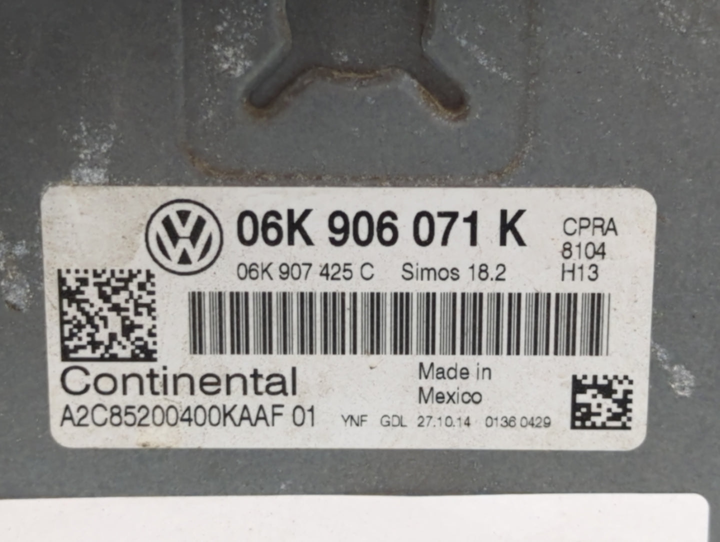 2015 Volkswagen Passat PCM Engine Control Computer ECU ECM PCU OEM P/N:06K 906 071 K Fits OEM Used Auto Parts - Oemusedautop