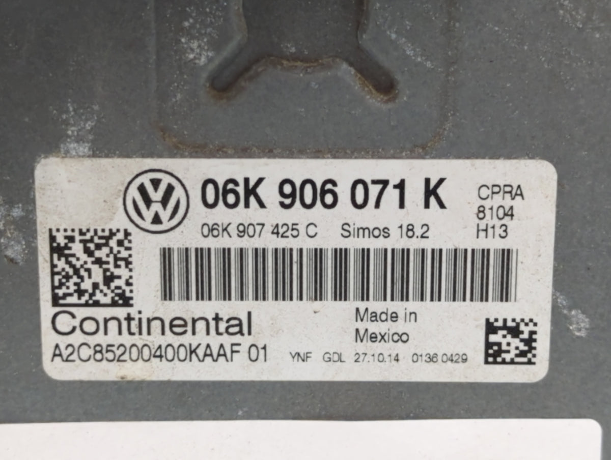 2015 Volkswagen Passat PCM Engine Control Computer ECU ECM PCU OEM P/N:06K 906 071 K OEM Used Auto Parts - Oemusedautoparts1