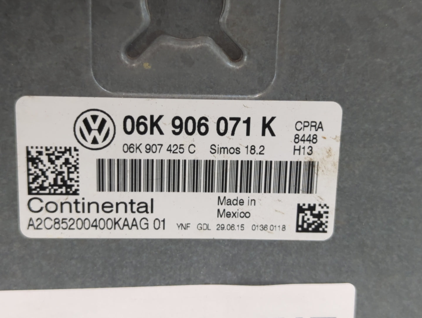 2015 Volkswagen Passat PCM Engine Control Computer ECU ECM PCU OEM P/N:06K 906 071 K Fits OEM Used Auto Parts - Oemusedautop