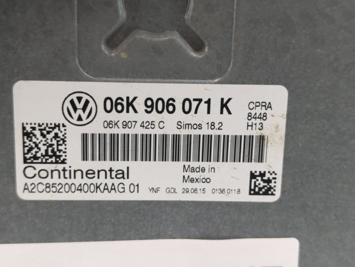 2015 Volkswagen Passat PCM Engine Control Computer ECU ECM PCU OEM P/N:06K 906 071 K OEM Used Auto Parts - Oemusedautoparts1