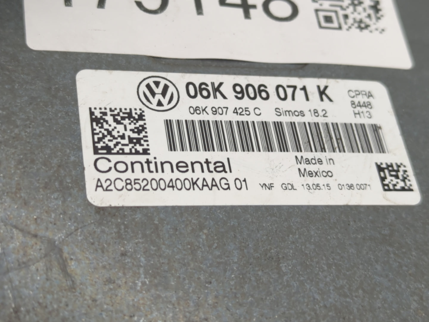 2015 Volkswagen Passat PCM Engine Control Computer ECU ECM PCU OEM P/N:06K 906 071 K Fits OEM Used Auto Parts - Oemusedautop