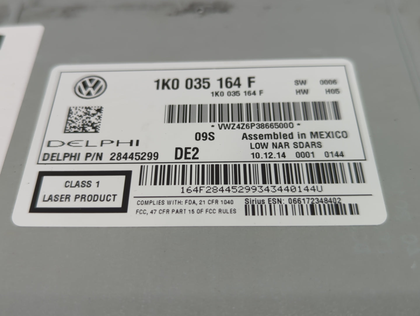 2012-2015 Volkswagen Passat Radio AM FM Cd Player Receiver Replacement P/N:1K0 035 164 F Fits Fits 2011 2012 2013 2014 2015 