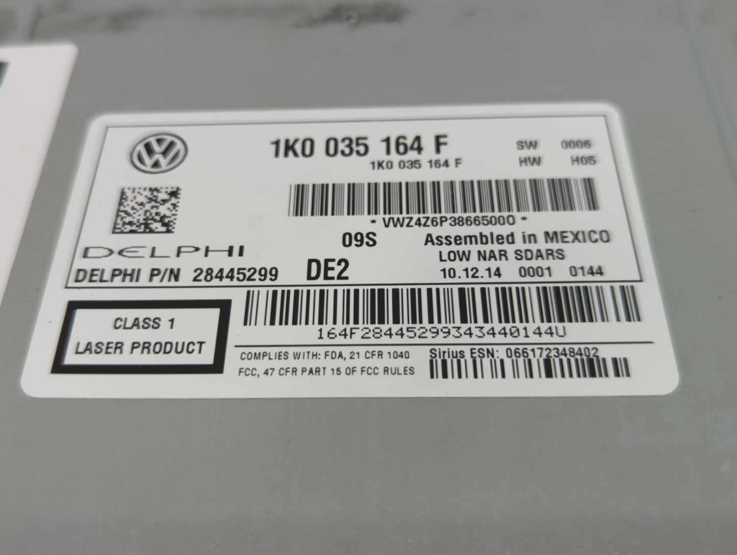 2012-2015 Volkswagen Passat Radio AM FM Cd Player Receiver Replacement P/N:1K0 035 164 F Fits Fits 2011 2012 2013 2014 2015 