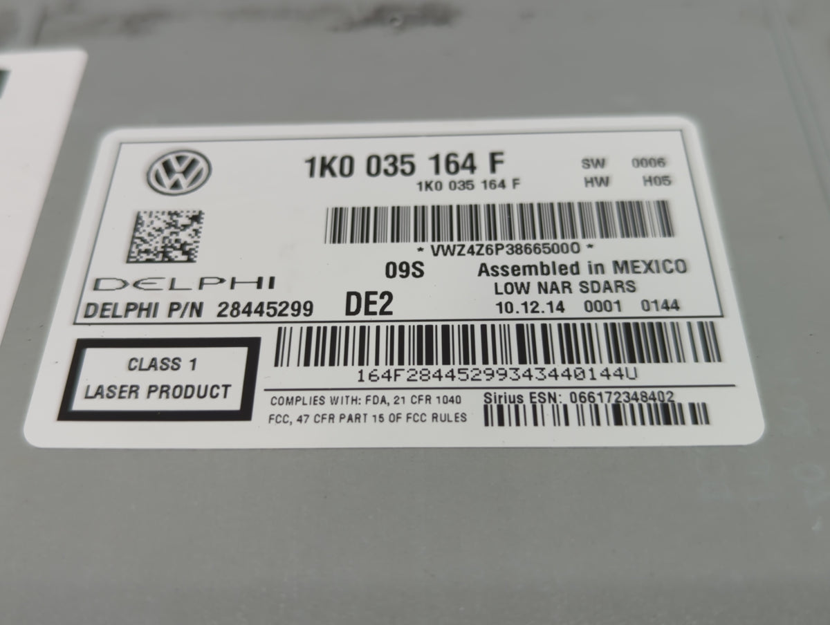 2012-2015 Volkswagen Passat Radio AM FM Cd Player Receiver Replacement P/N:1K0 035 164 F Fits 2011 2012 2013 2014 2015 2016 